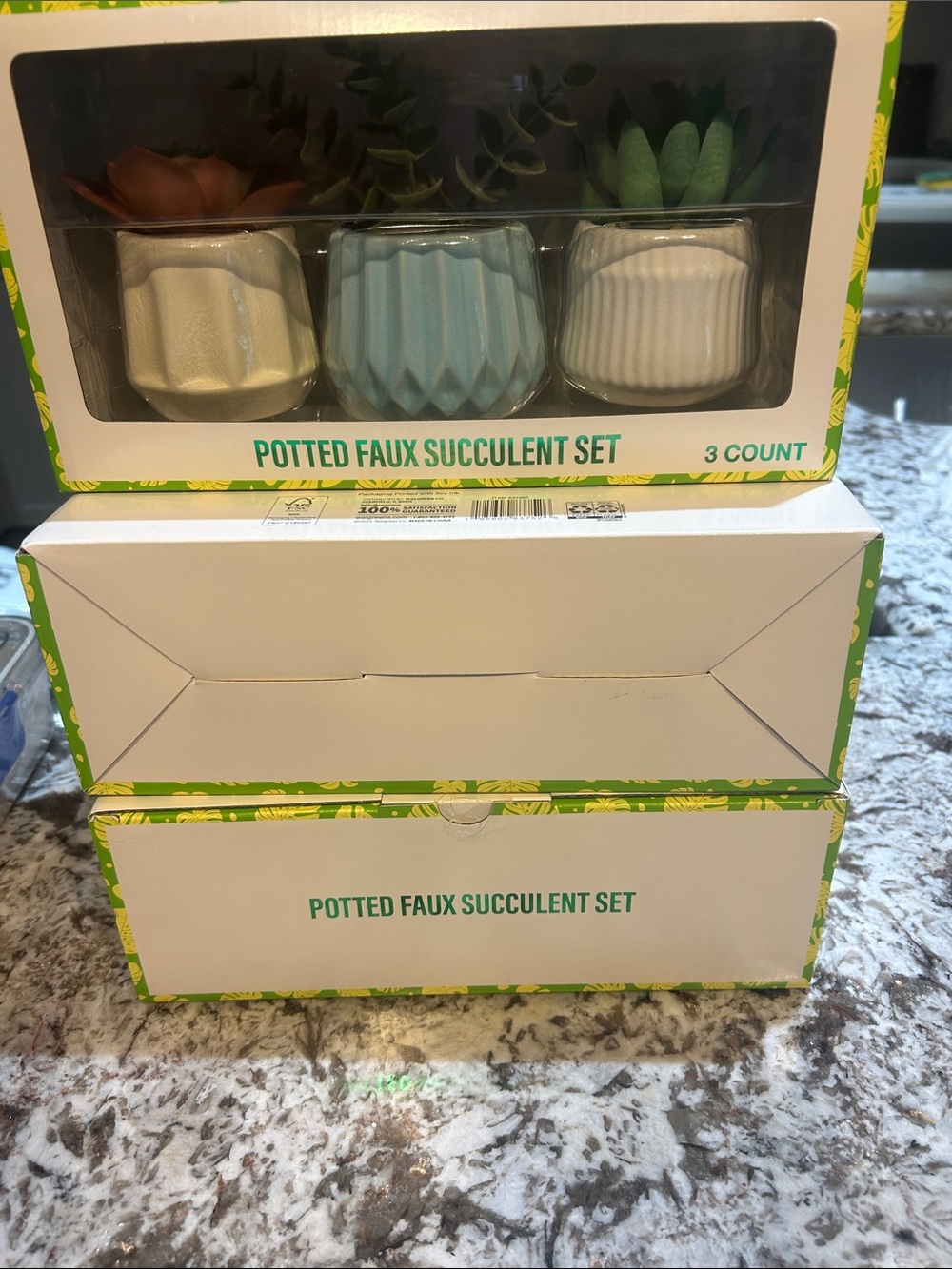 FESTIVE VOICE POTTED FAUX SUCCULENT SET LOT OF 3 NWY